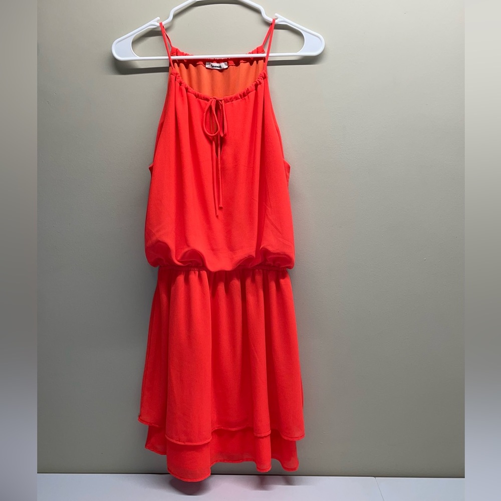 Caramela Bright Orange Front Tie Dress